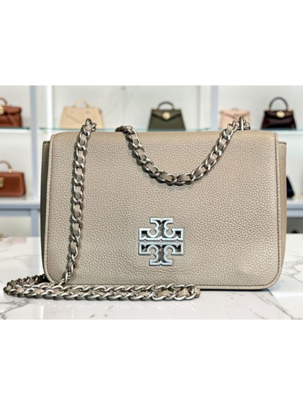 Tory Burch Grey and Silver Britten Shoulder Bag / Crossbody 998066